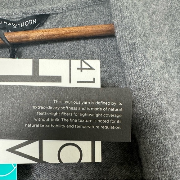 NWT 100% Cashmere 41 Hawthorn Dark Grey Open Front Draped Leena Cardigan Sweater - Picture 13 of 13